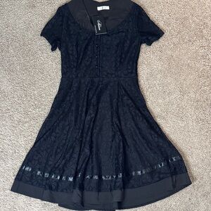 Elegant Black Lace Midi Dress